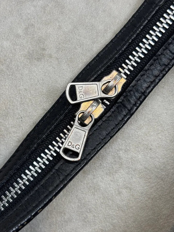 SS2003 Dolce & Gabbana Black Leather Multi-Zip Shoulder Bag dmTgaKS 6