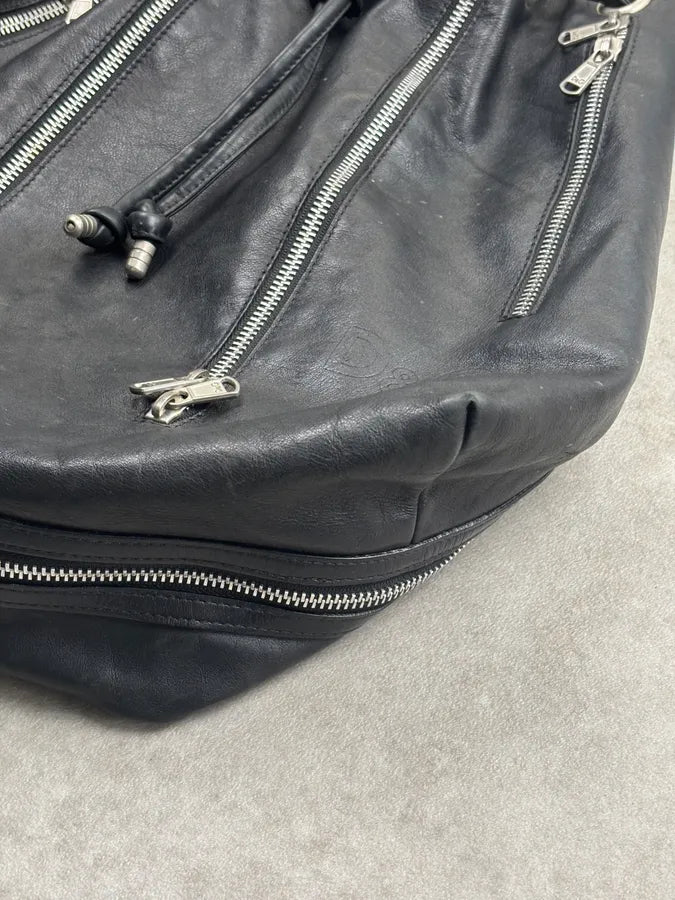 SS2003 Dolce & Gabbana Black Leather Multi-Zip Shoulder Bag dmTgaKS 9