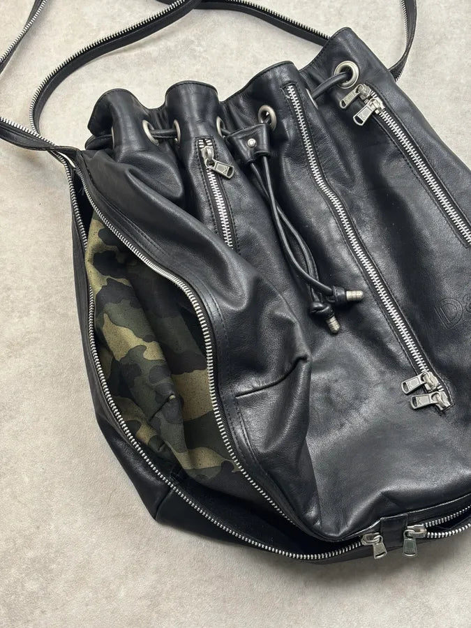 SS2003 Dolce & Gabbana Black Leather Multi-Zip Shoulder Bag dmTgaKS 11