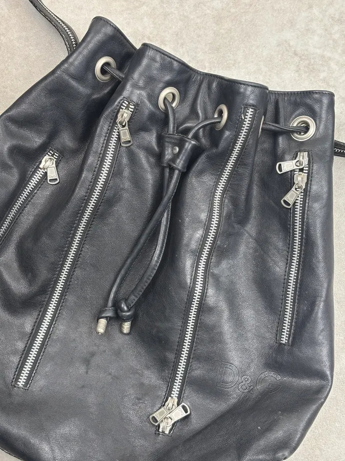 SS2003 Dolce & Gabbana Black Leather Multi-Zip Shoulder Bag dmTgaKS 5