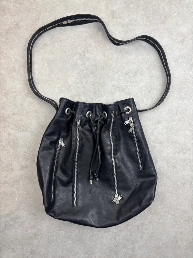 SS2003 Dolce & Gabbana Black Leather Multi-Zip Shoulder Bag dmTgaKS 0