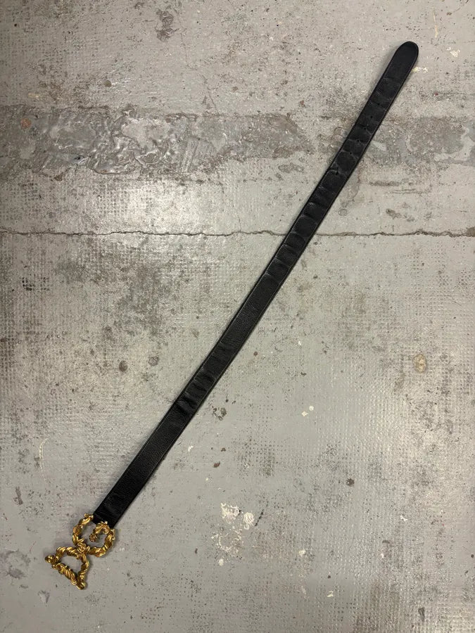 AW2006 Dolce & Gabbana Black Leather Ornamental Buckle Belt SppzEJZ 6