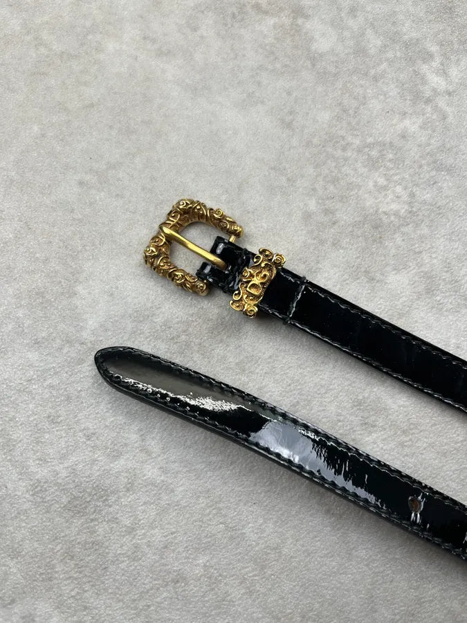 Dolce & Gabbana Black Leather Ornamental Buckle Belt mCqGaNu 3