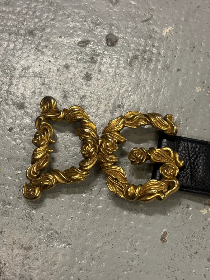 AW2006 Dolce & Gabbana Black Leather Ornamental Buckle Belt SppzEJZ 4