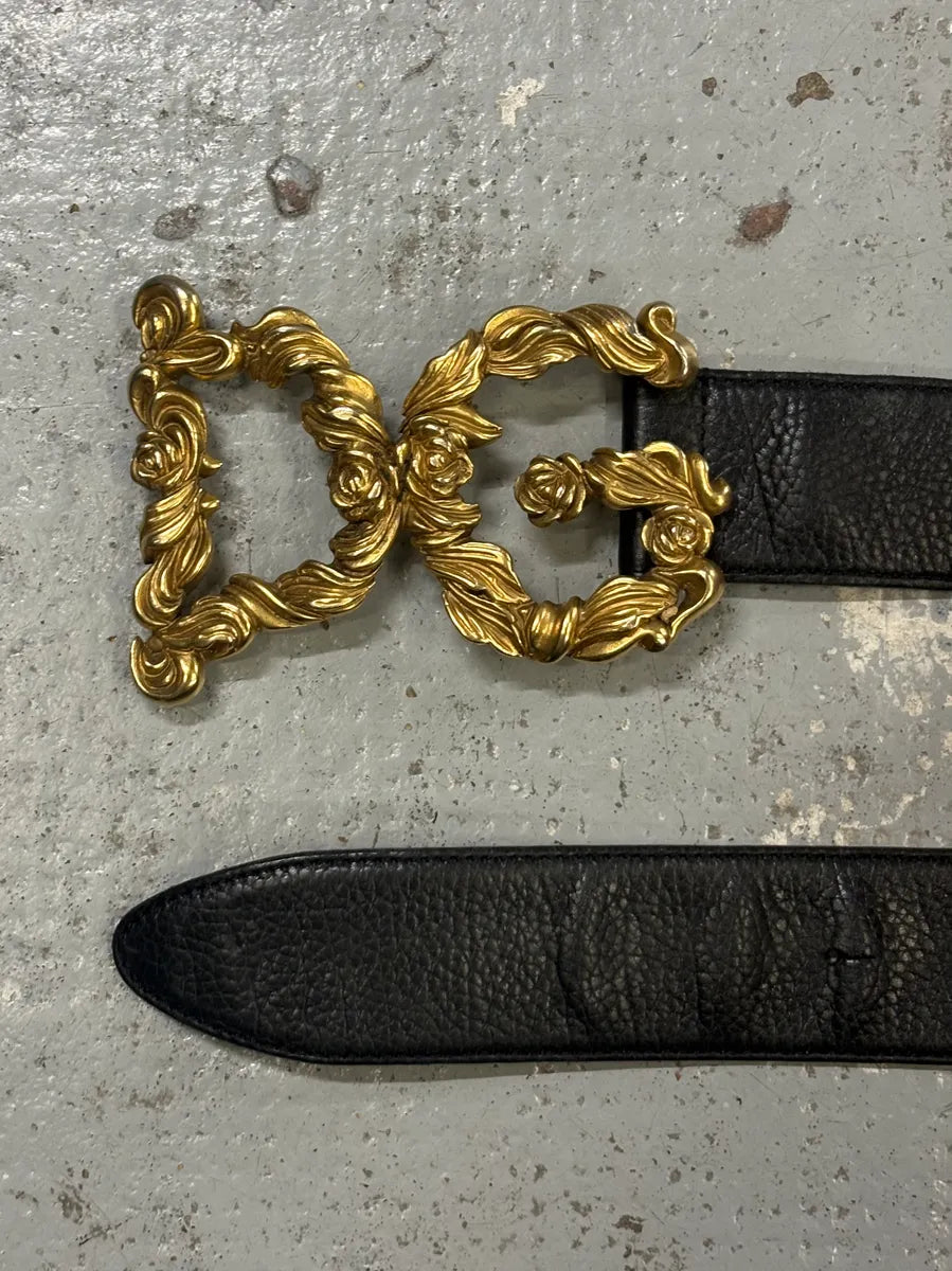 AW2006 Dolce & Gabbana Black Leather Ornamental Buckle Belt SppzEJZ 3