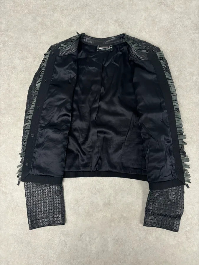 2010s Dolce & Gabbana Black Leather Perfored Jacket OiwLFBp 6