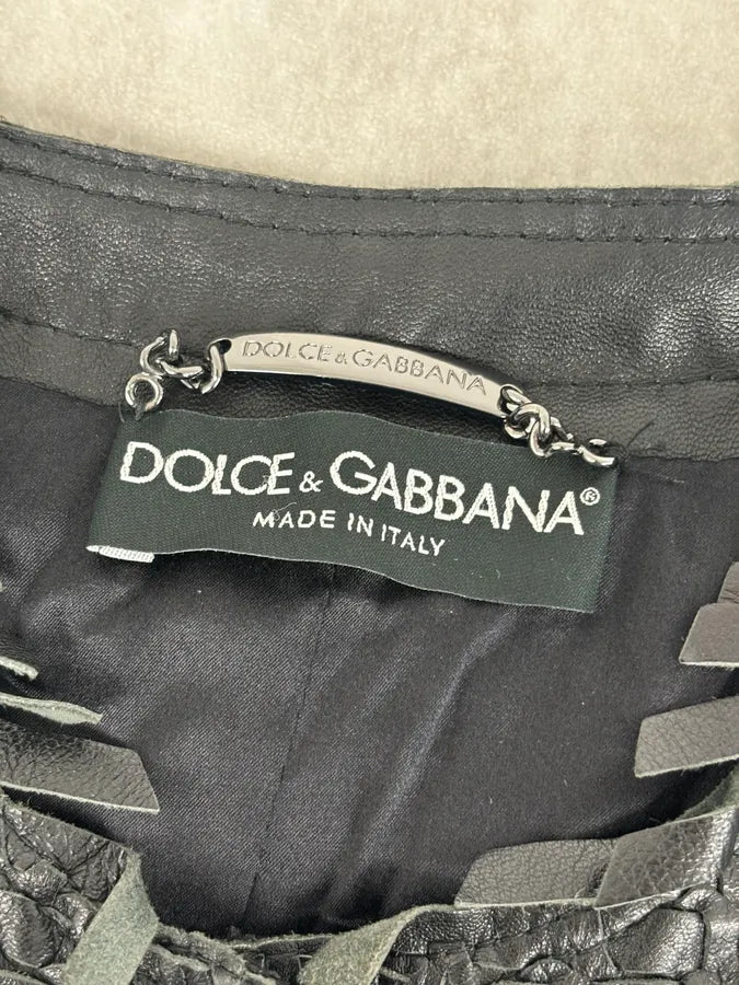 2010s Dolce & Gabbana Black Leather Perfored Jacket OiwLFBp 8
