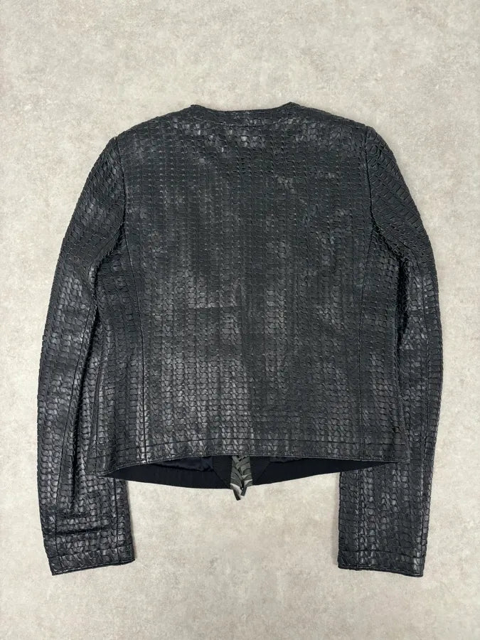 2010s Dolce & Gabbana Black Leather Perfored Jacket OiwLFBp 4
