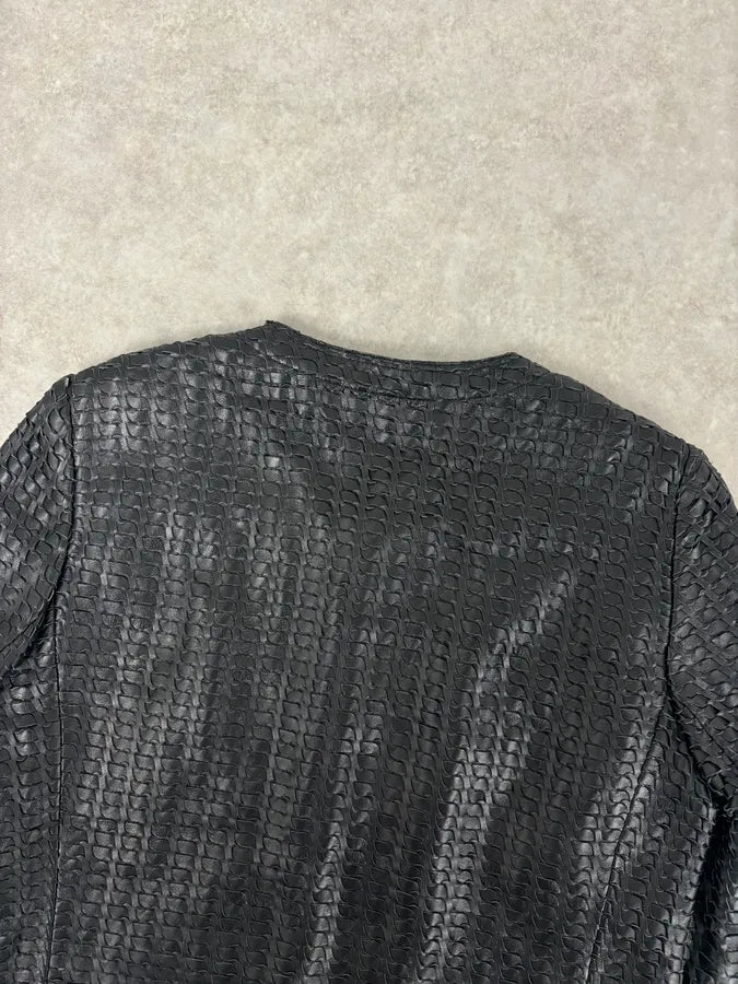 2010s Dolce & Gabbana Black Leather Perfored Jacket OiwLFBp 5
