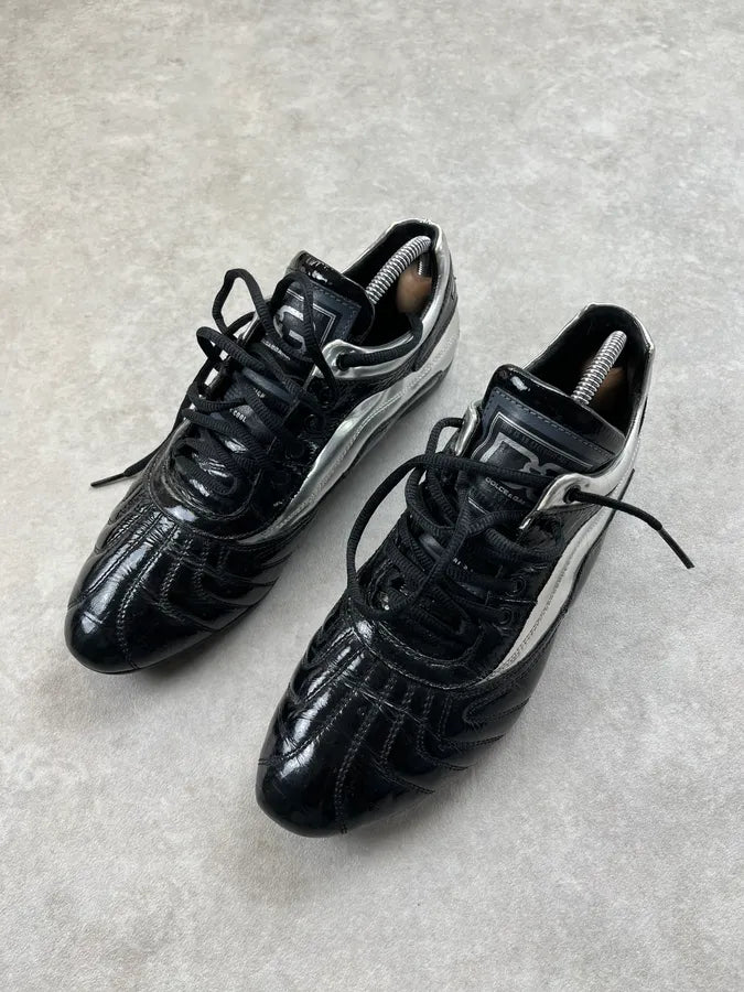 AW2007 Dolce & Gabbana Black Leather Silver Trim Sneakers PVvkprT 2