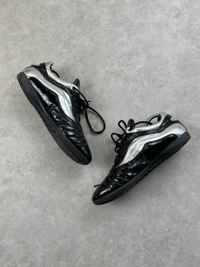 AW2007 Dolce & Gabbana Black Leather Silver Trim Sneakers PVvkprT 3