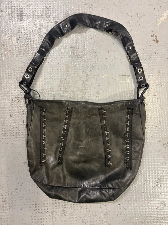 2000s Dolce & Gabbana Black Leather Studded Shoulder Bag SzawCwY 5