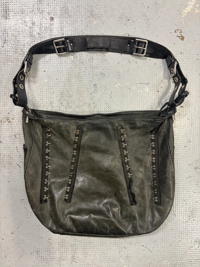2000s Dolce & Gabbana Black Leather Studded Shoulder Bag SzawCwY 3