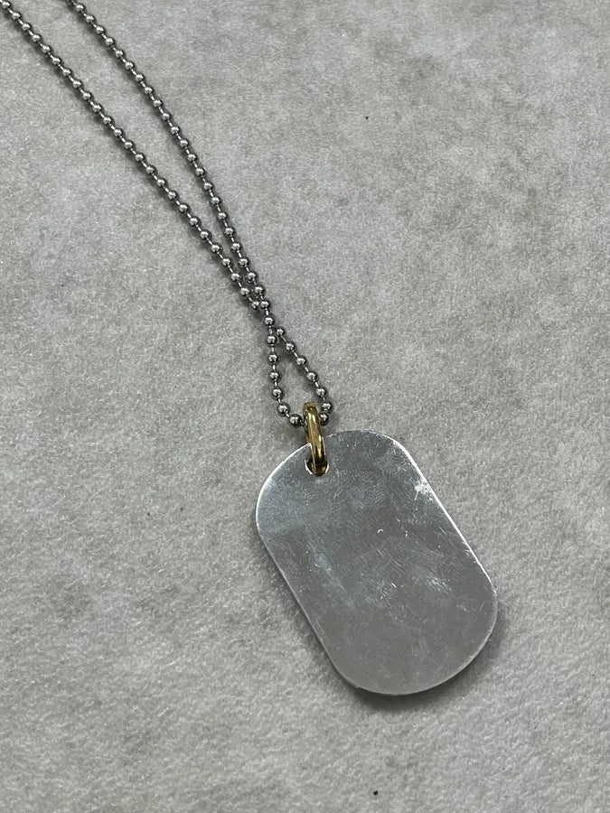 Dolce & Gabbana Black Metal Dog Tag Necklace Gold Heart Logo hmblqDC 4