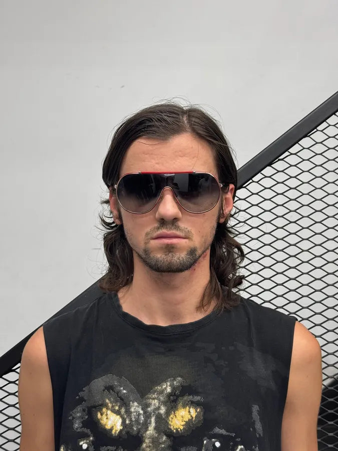 Dolce & Gabbana Black Metal Shield Aviator Sunglasses OsPnzVc 2