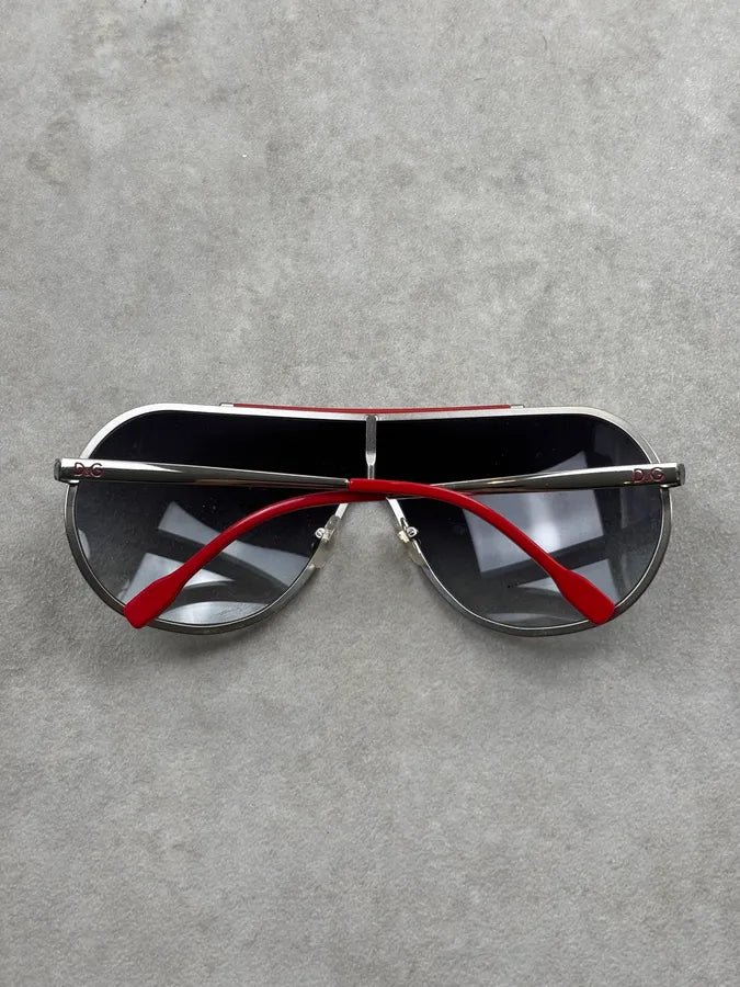 Dolce & Gabbana Black Metal Shield Aviator Sunglasses OsPnzVc 6