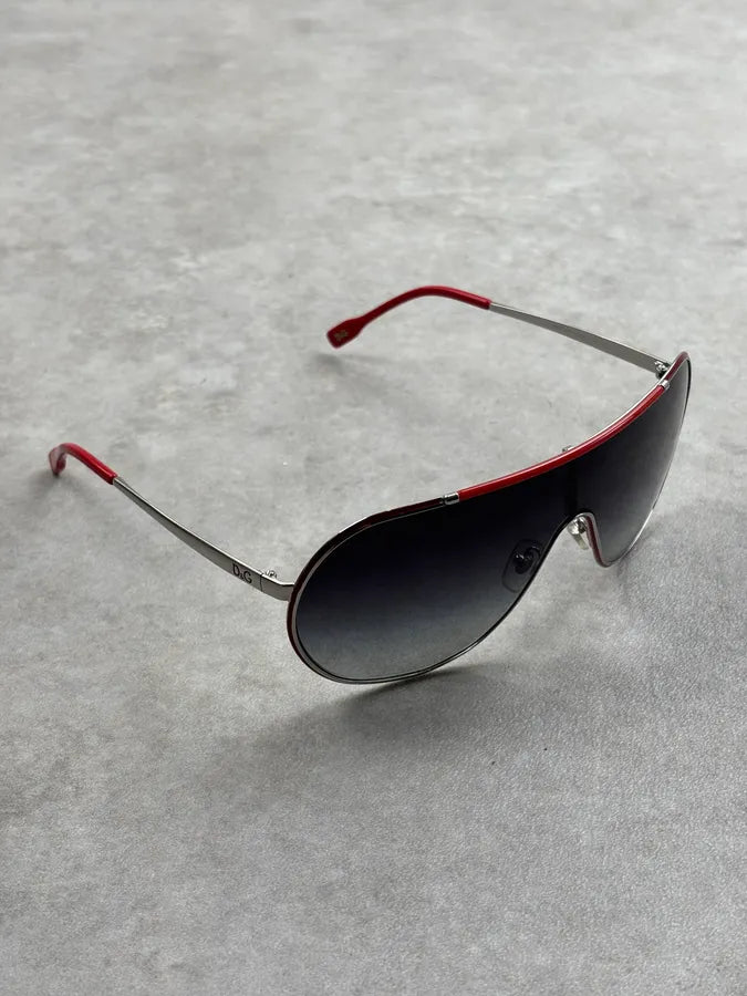 Dolce & Gabbana Black Metal Shield Aviator Sunglasses OsPnzVc 9