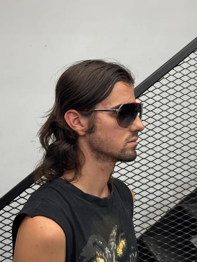Dolce & Gabbana Black Metal Shield Aviator Sunglasses OsPnzVc 3