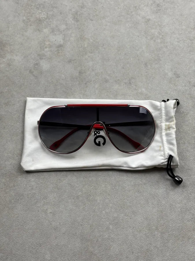 Dolce & Gabbana Black Metal Shield Aviator Sunglasses OsPnzVc 4