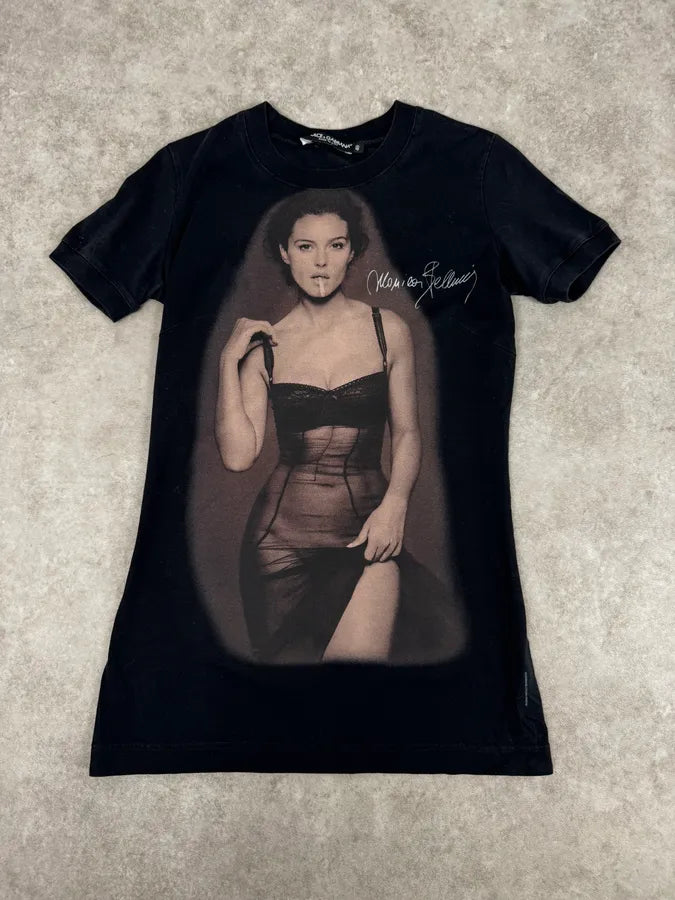 SS2010 Dolce & Gabbana Black Monica Bellucci T-Shirt hkCepUm 0