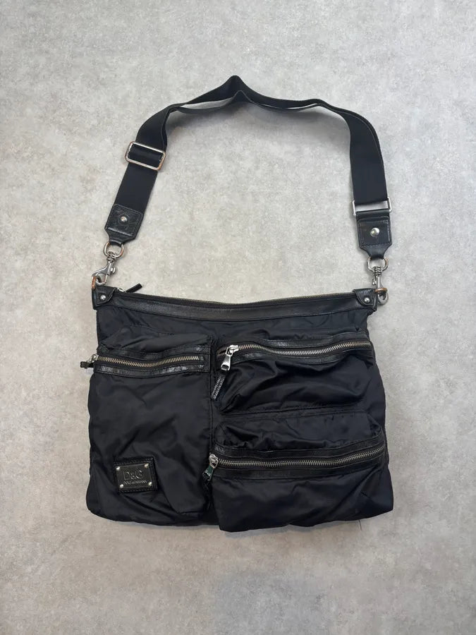 2000s Dolce & Gabbana Black Nylon Multi-Pocket Shoulder Bag UoRrrvs 0