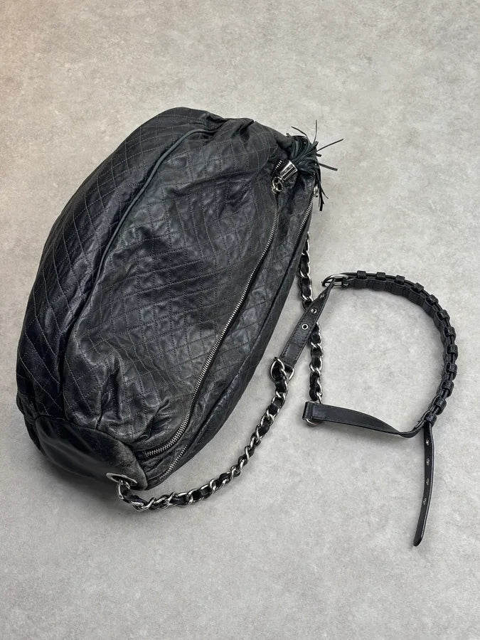 2000s Dolce & Gabbana Black Leather Quilted Shoulder Bag YmwSFgN 8