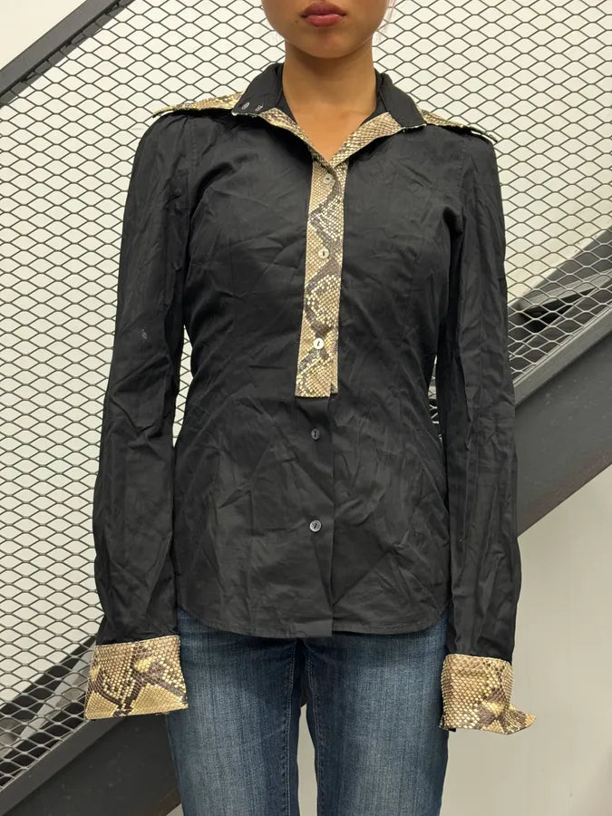 SS2005 Dolce & Gabbana Black Python Contrast Shirt YzALWfp 2