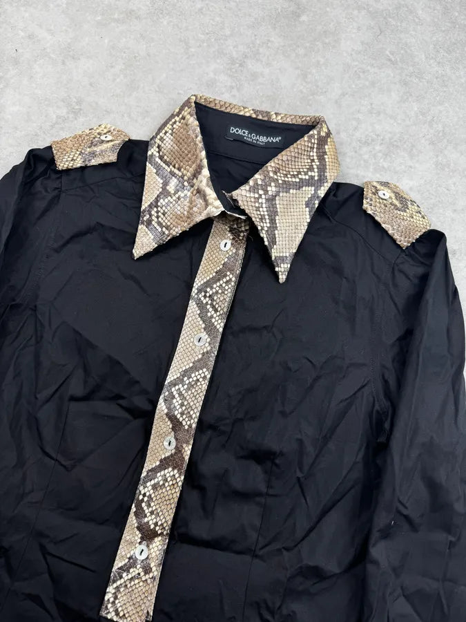 SS2005 Dolce & Gabbana Black Python Contrast Shirt YzALWfp 4