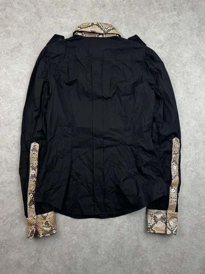 SS2005 Dolce & Gabbana Black Python Contrast Shirt YzALWfp 1