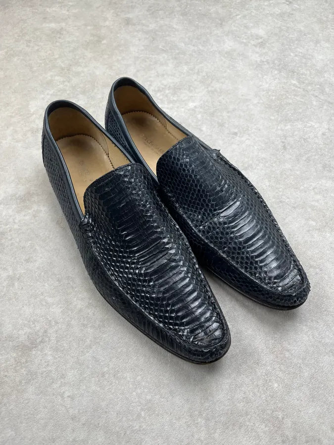 Dolce & Gabbana Black Python Leather Loafers Shoes YpUXdSC 1