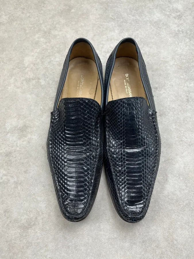Dolce & Gabbana Black Python Leather Loafers Shoes YpUXdSC 3