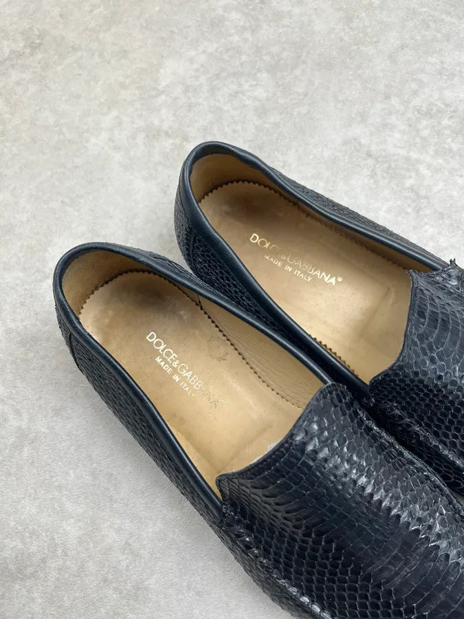 Dolce & Gabbana Black Python Leather Loafers Shoes YpUXdSC 5