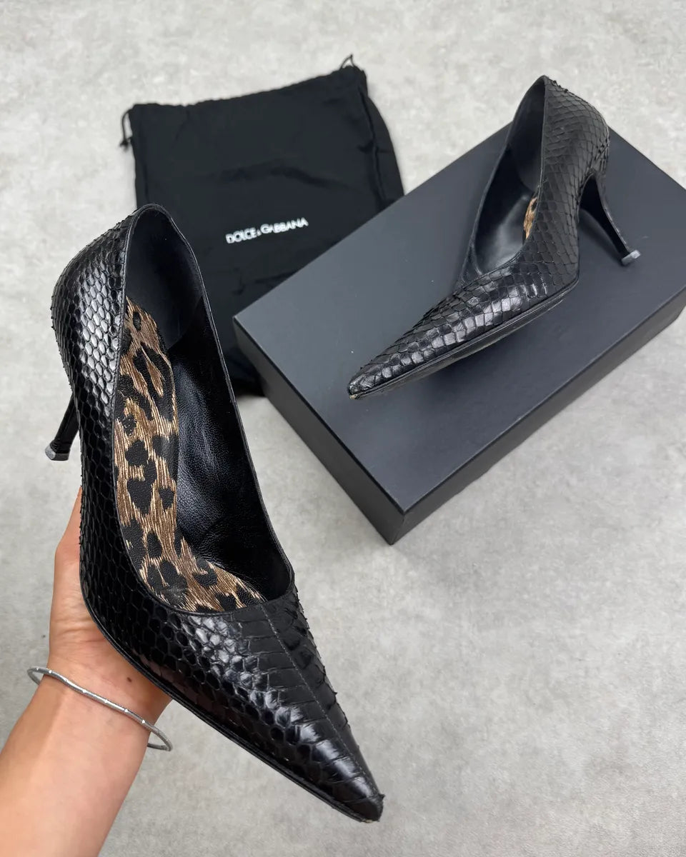 Dolce & Gabbana Black Python Leather Pump Heels veJMYeq 0