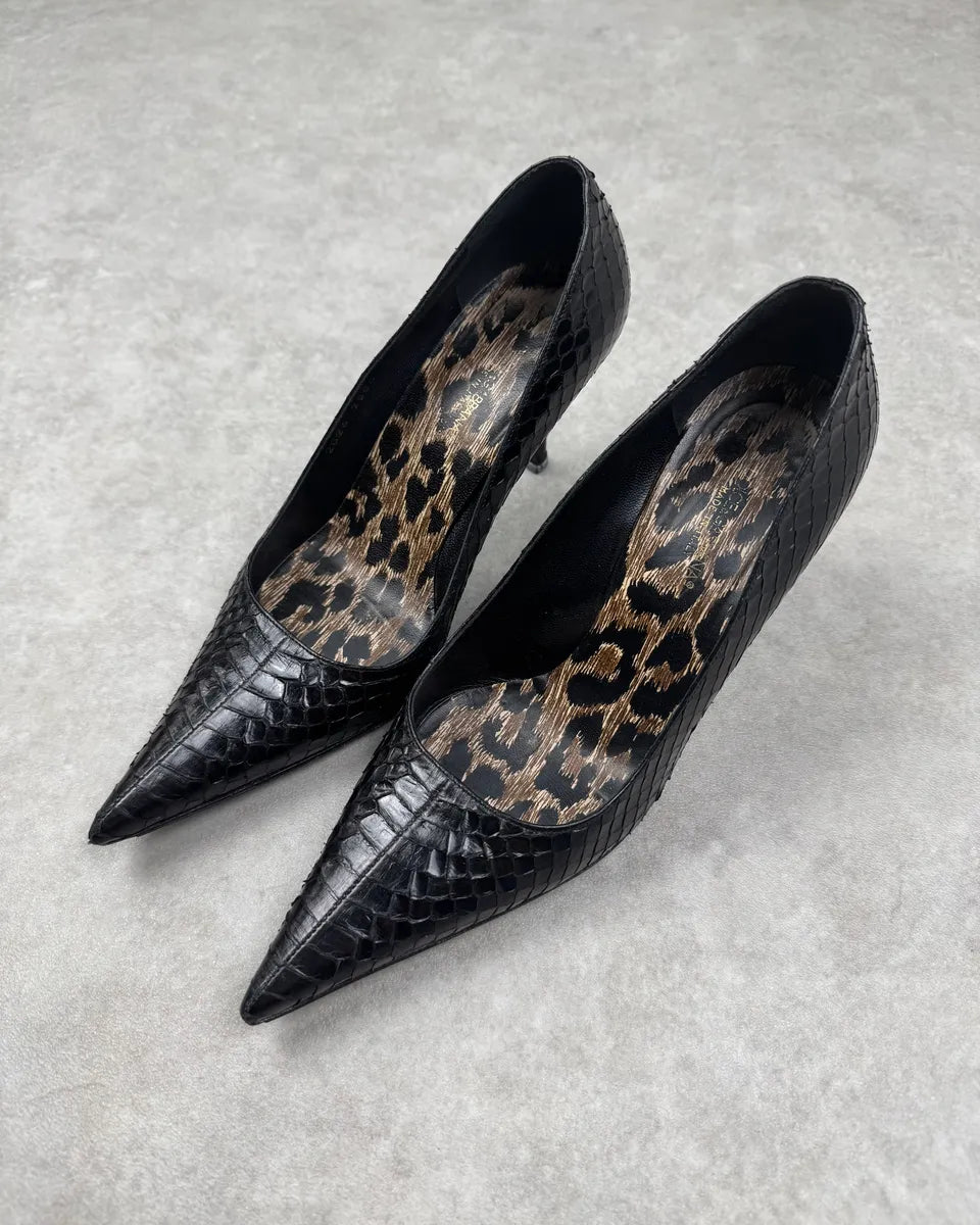 Dolce & Gabbana Black Python Leather Pump Heels veJMYeq 1