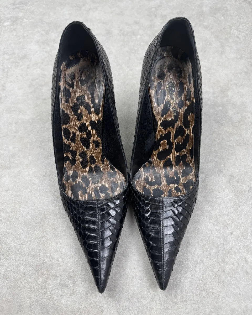 Dolce & Gabbana Black Python Leather Pump Heels veJMYeq 4