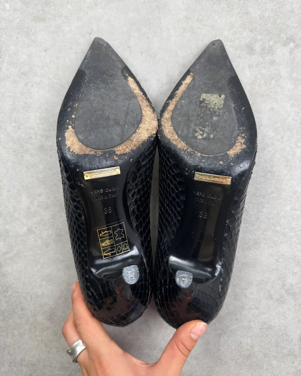 Dolce & Gabbana Black Python Leather Pump Heels veJMYeq 9