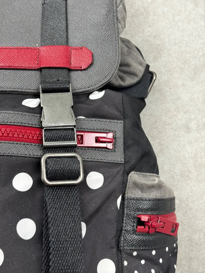 AW2015 Dolce & Gabbana Black Red Polka Dot Multi-Pocket Backpack HmPFjeO 7