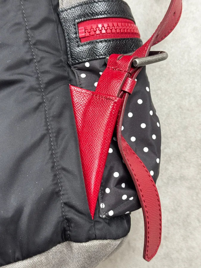 AW2015 Dolce & Gabbana Black Red Polka Dot Multi-Pocket Backpack HmPFjeO 9