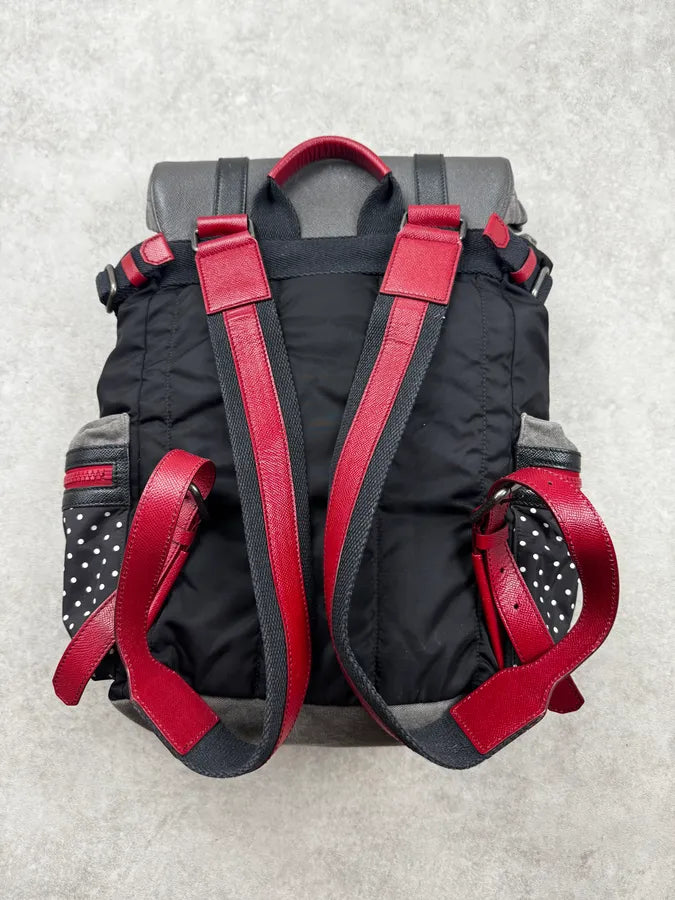 AW2015 Dolce & Gabbana Black Red Polka Dot Multi-Pocket Backpack HmPFjeO 1