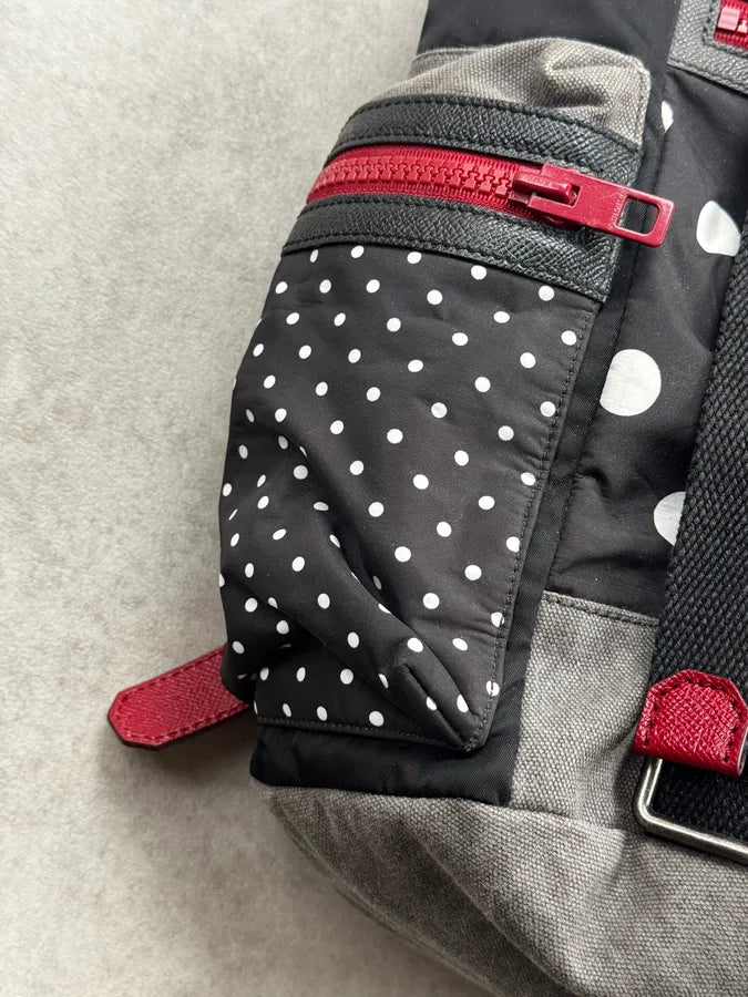 AW2015 Dolce & Gabbana Black Red Polka Dot Multi-Pocket Backpack HmPFjeO 8