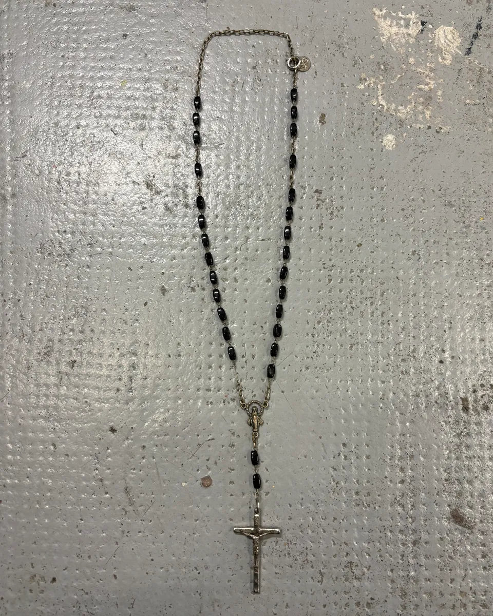 2000s Dolce & Gabbana Black Rosary Beaded Cross Pendant Necklace  ziFkcjF 0