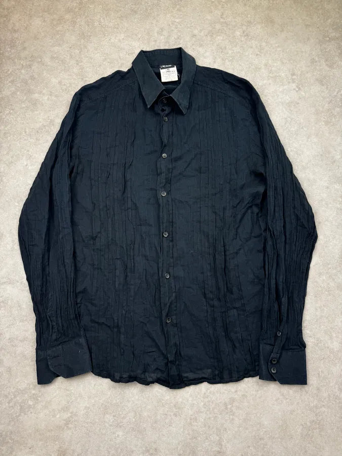 AW2006 Dolce & Gabbana Black Transparent Pleated Shirt TniQsVk 0