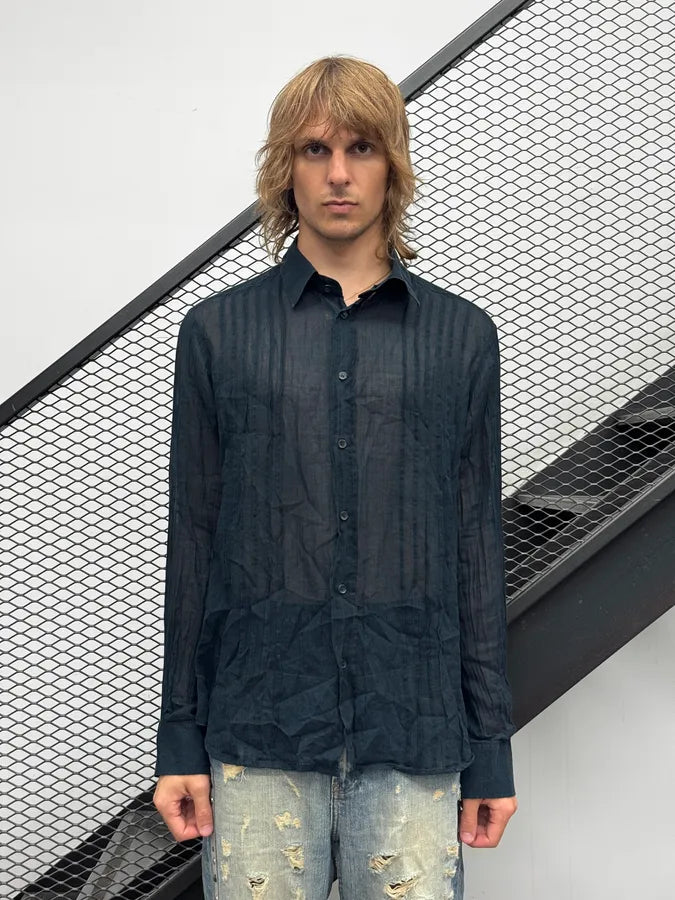 AW2006 Dolce & Gabbana Black Transparent Pleated Shirt TniQsVk 2