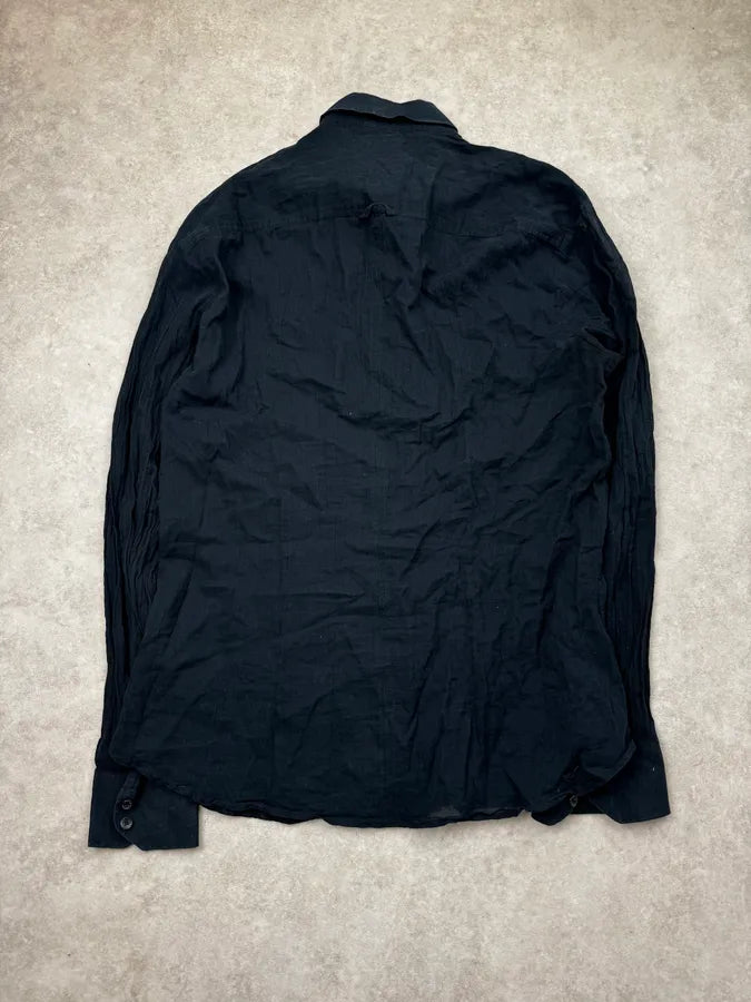 AW2006 Dolce & Gabbana Black Transparent Pleated Shirt TniQsVk 1