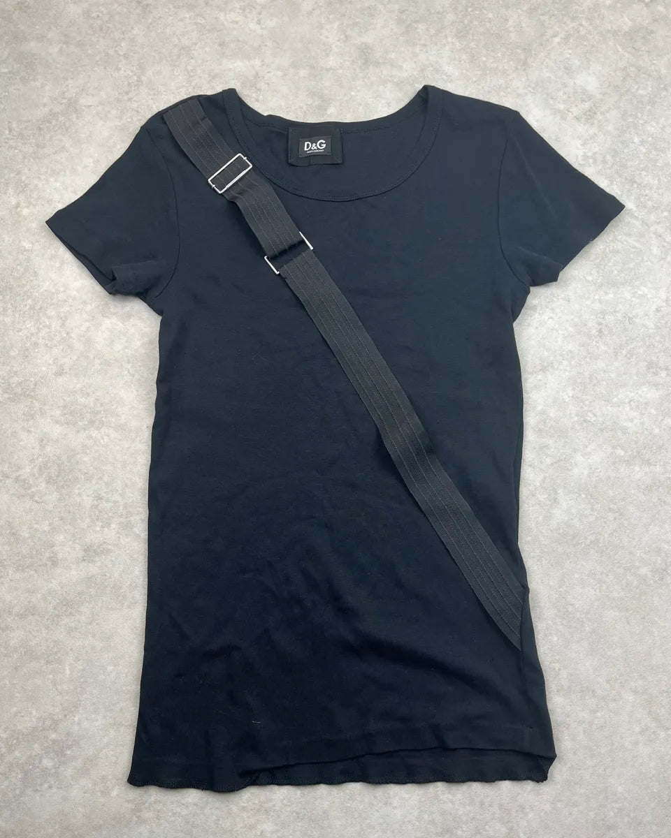 AW2003 Dolce & Gabbana Black Webbing Strap T-Shirt oarBNzh 0