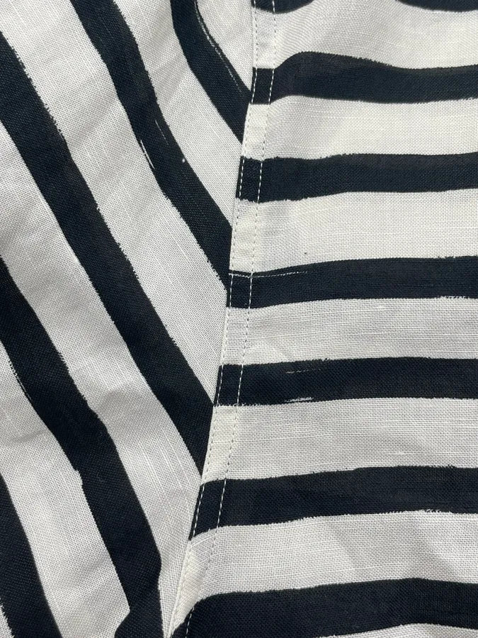 2000s Dolce & Gabbana Black White Striped Linen Tunisian Shirt KhLKmVm 12