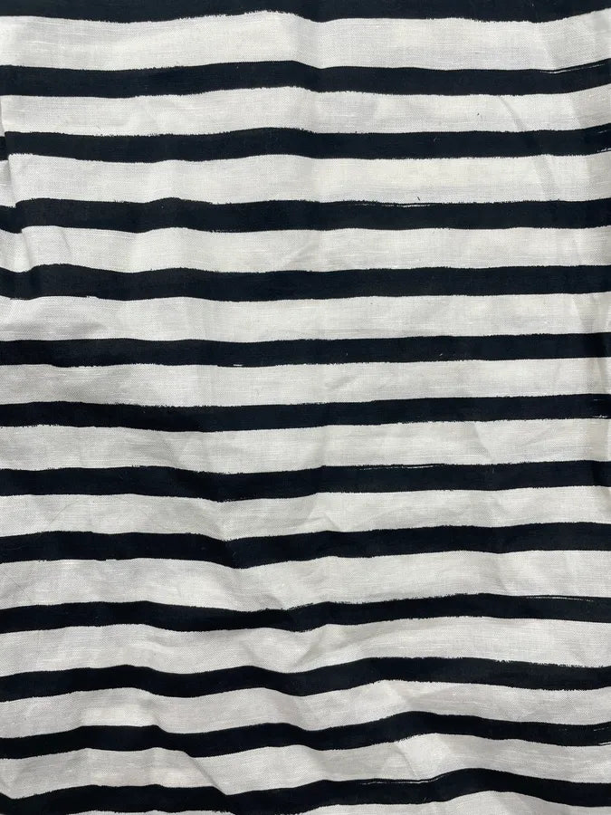 2000s Dolce & Gabbana Black White Striped Linen Tunisian Shirt KhLKmVm 8