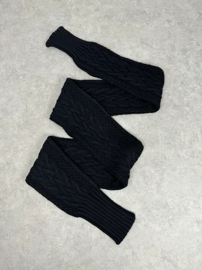 AW2006 Dolce & Gabbana Black Wool Cable Knit Scarf JVJleEd 2