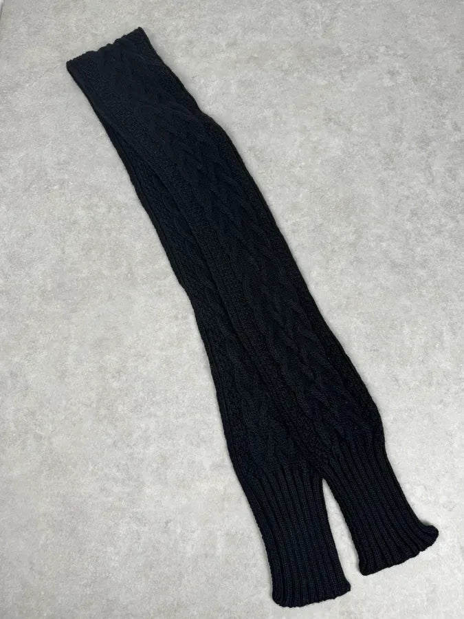 AW2006 Dolce & Gabbana Black Wool Cable Knit Scarf JVJleEd 5
