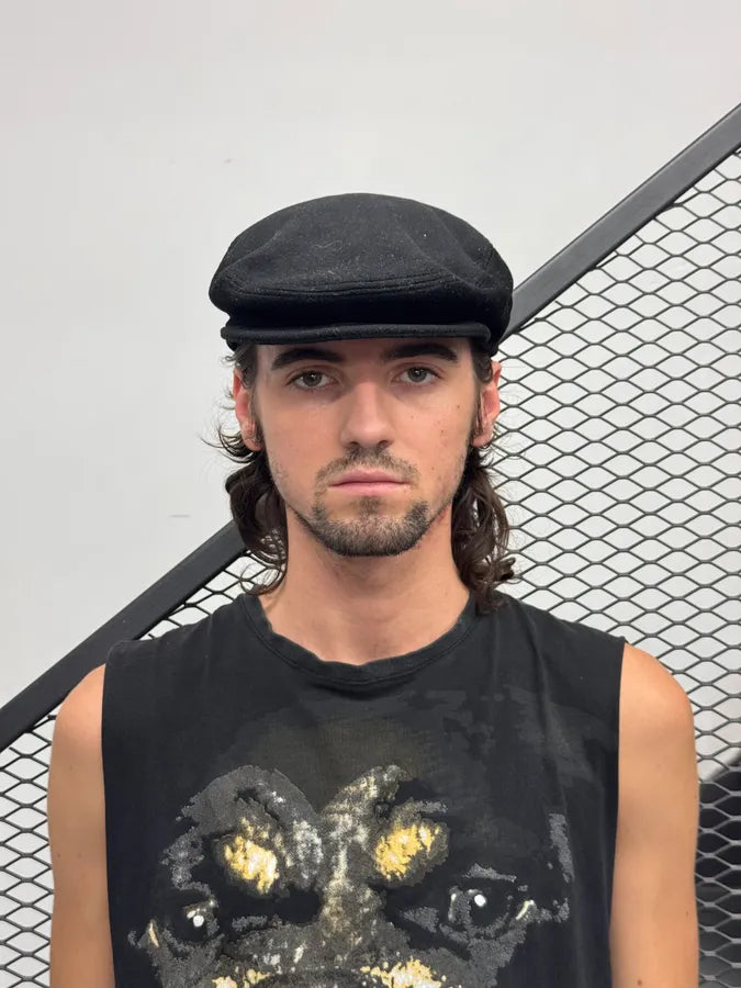 SS2001 Dolce & Gabbana Black Wool Leopard Lining Coppola Hat jgKNLBQ 3